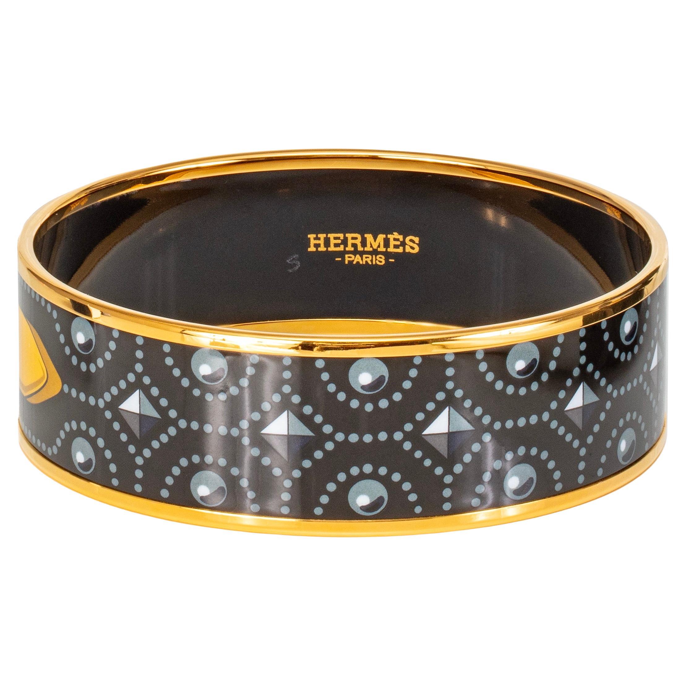 Auth. Hermès Bracelet Colliers de Chiens - EGP - 65-20mm Noir Gris Jaune - New en vente