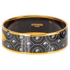Auth. Hermès Bracelet Colliers de Chiens - EGP - 65-20mm Black Grey Yellow - New