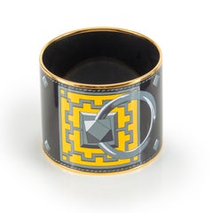 Auth. Hermès BRACELET - Colliers De Chiens - EGP - Yellow Grey - 70-58mm - New