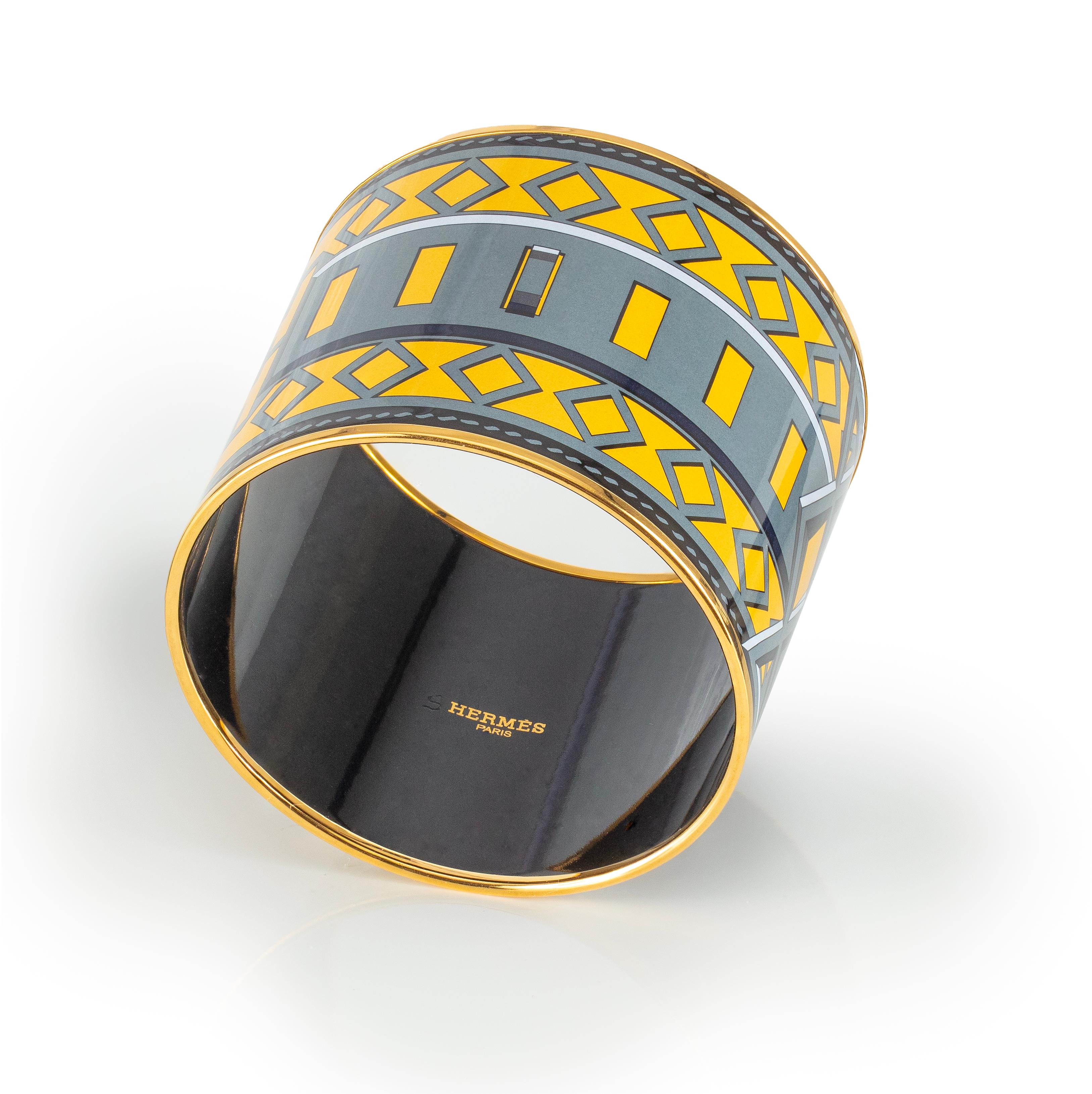Auth. BRACELET Hermès - Colliers De Chiens - EGP - Jaune Gris - 70-58mm - New Neuf - En vente à Ottawa, CA