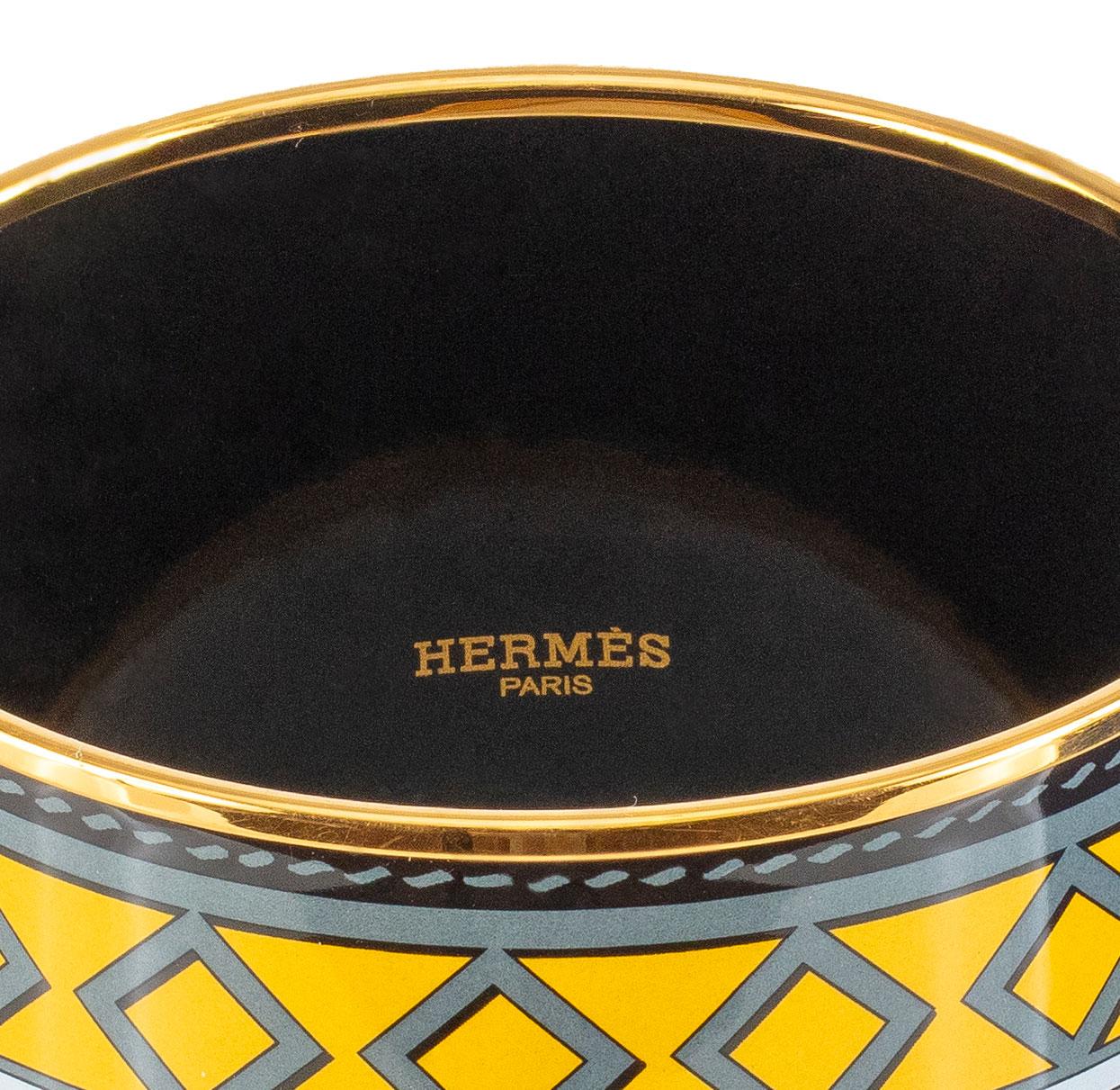 Auth. BRACELET Hermès - Colliers De Chiens - EGP - Jaune Gris - 70-58mm - New en vente 1