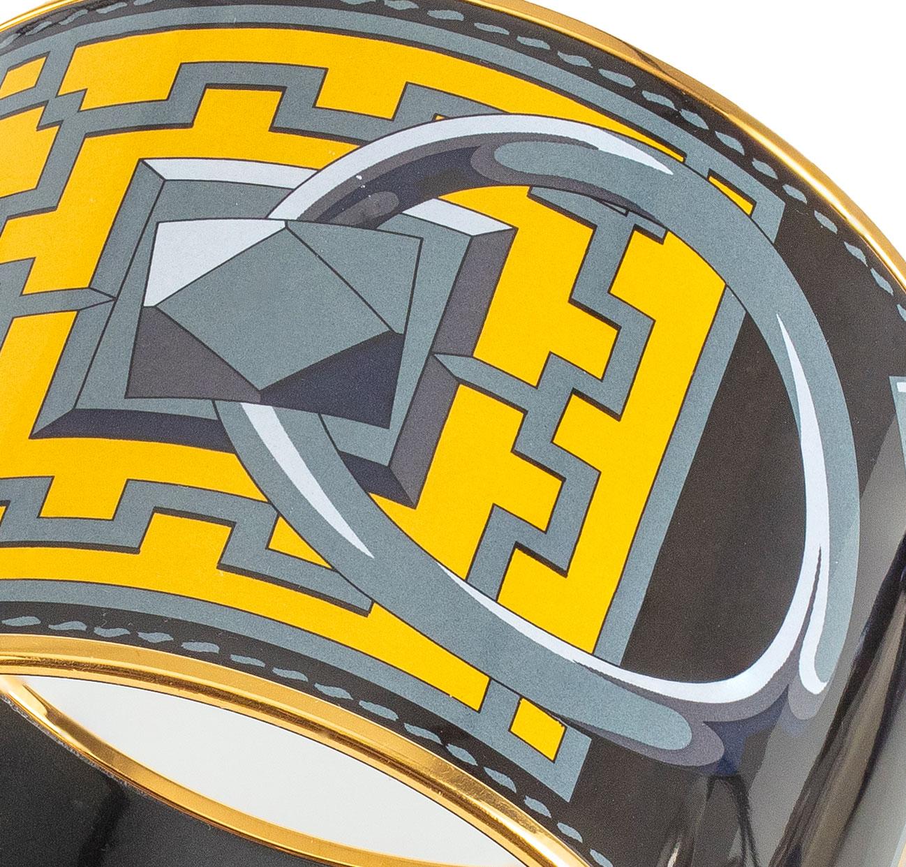 Auth. BRACELET Hermès - Colliers De Chiens - EGP - Jaune Gris - 70-58mm - New en vente 4