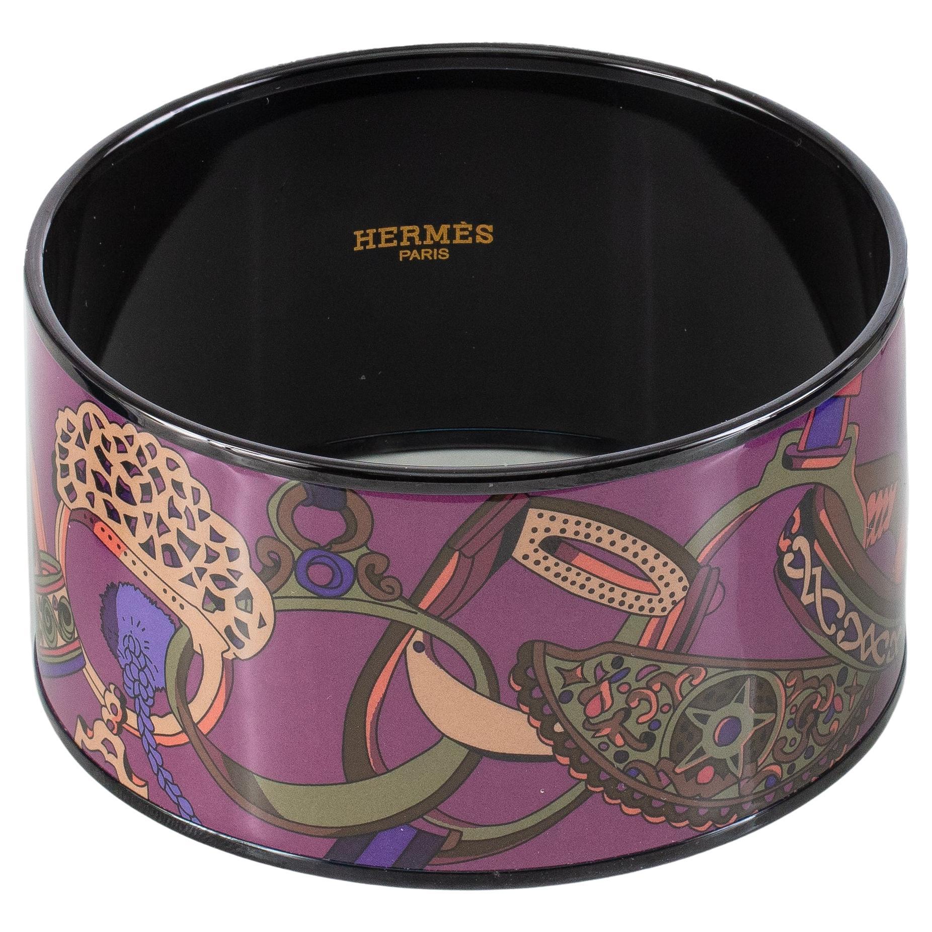 Aut. PULSERA Hermès - Concours D Etriers - PVD - Vino Púrpura - 70-38mm - Nuevo