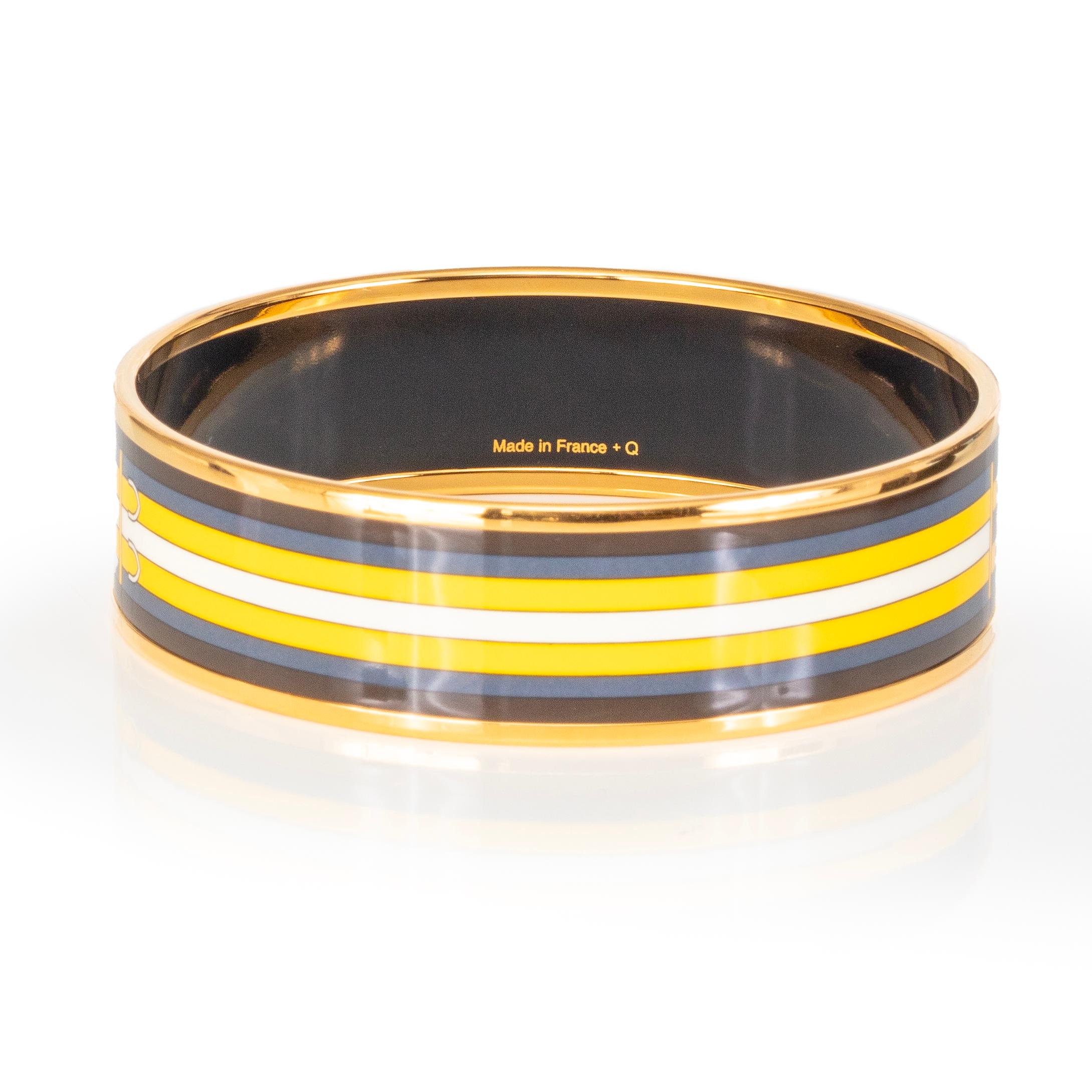 De las mujeres Aut. Hermès PULSERA EGP - NOUVEAU ROBACAR - Negro Amarillo - 65-16mm - Nuevo en venta
