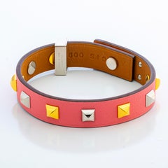 Auth. Bracciale HERMES - Mini Dog Clous Ronds - Pelle di vitello rosa azalea - Nuovo
