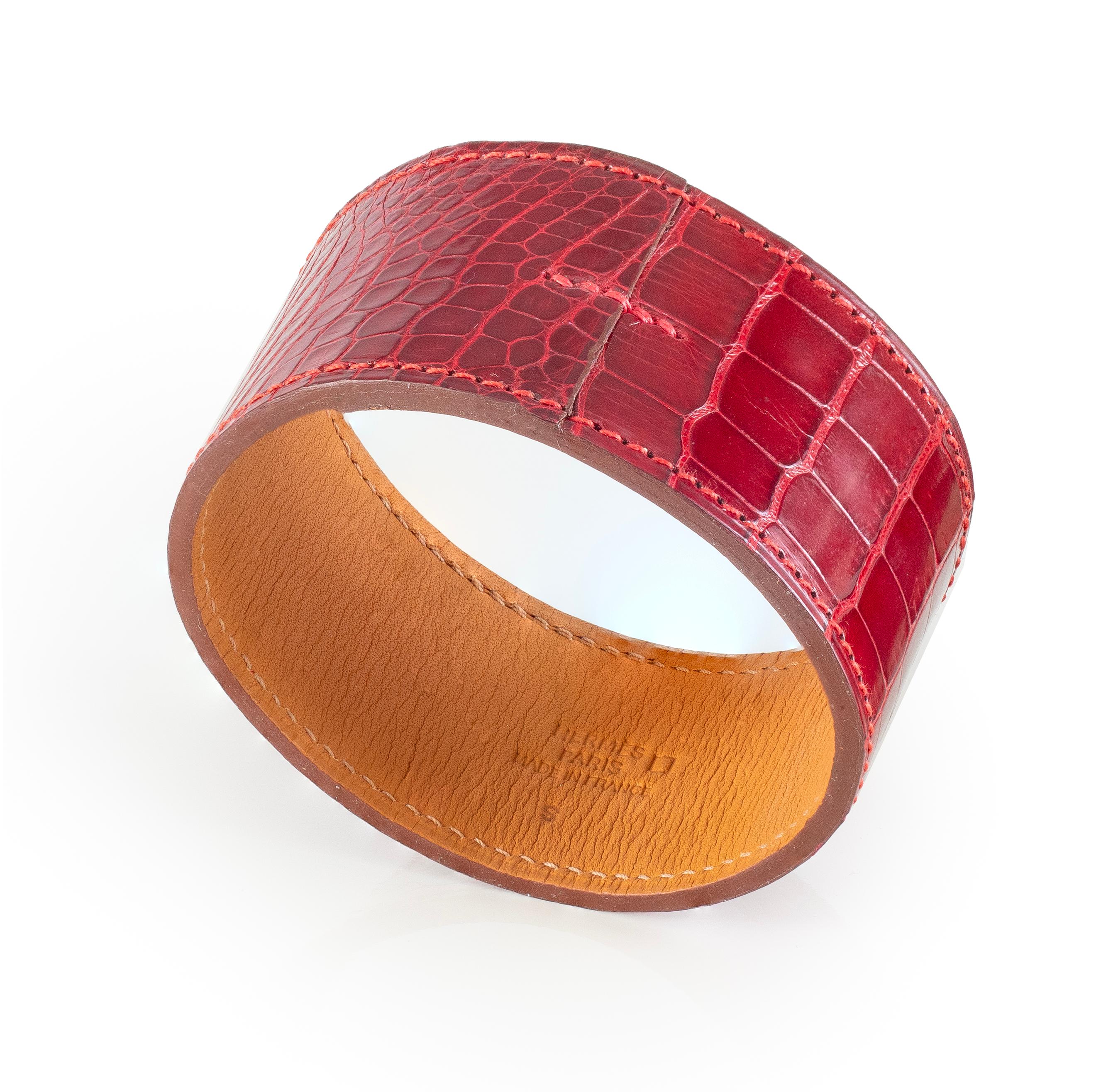 Auth. Hermès BRACELET - NEO - Alligator - Red Vivid - 70-35mm - New For Sale 3
