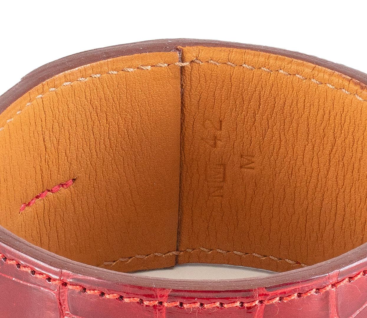 Auth. Hermès BRACELET - NEO - Alligator - Red Vivid - 70-35mm - New For Sale 5