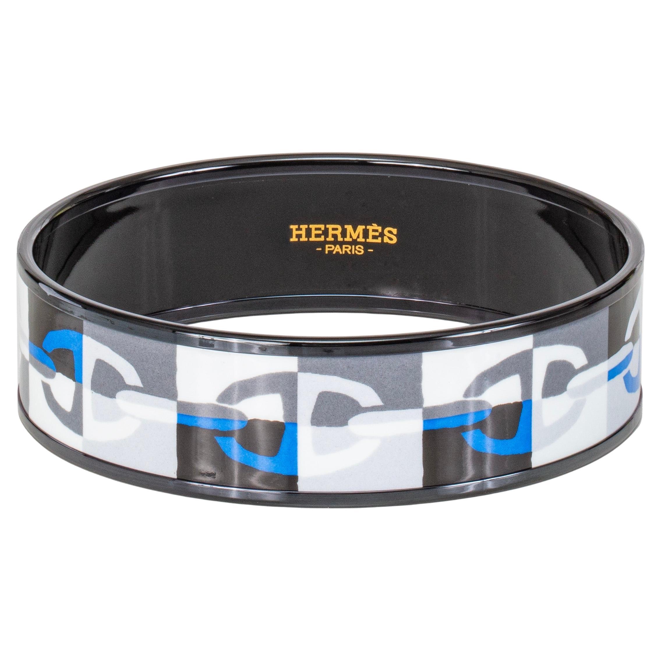 Auth. Hermès Bracelet - Optique Chaine Ancre - EPVD - 65-16mm - Blue - New in vendita