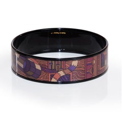 Auth. Hermès Bracelet - Point D' Orgue - PVD - 70-20mm - Dark Purple Wine - New