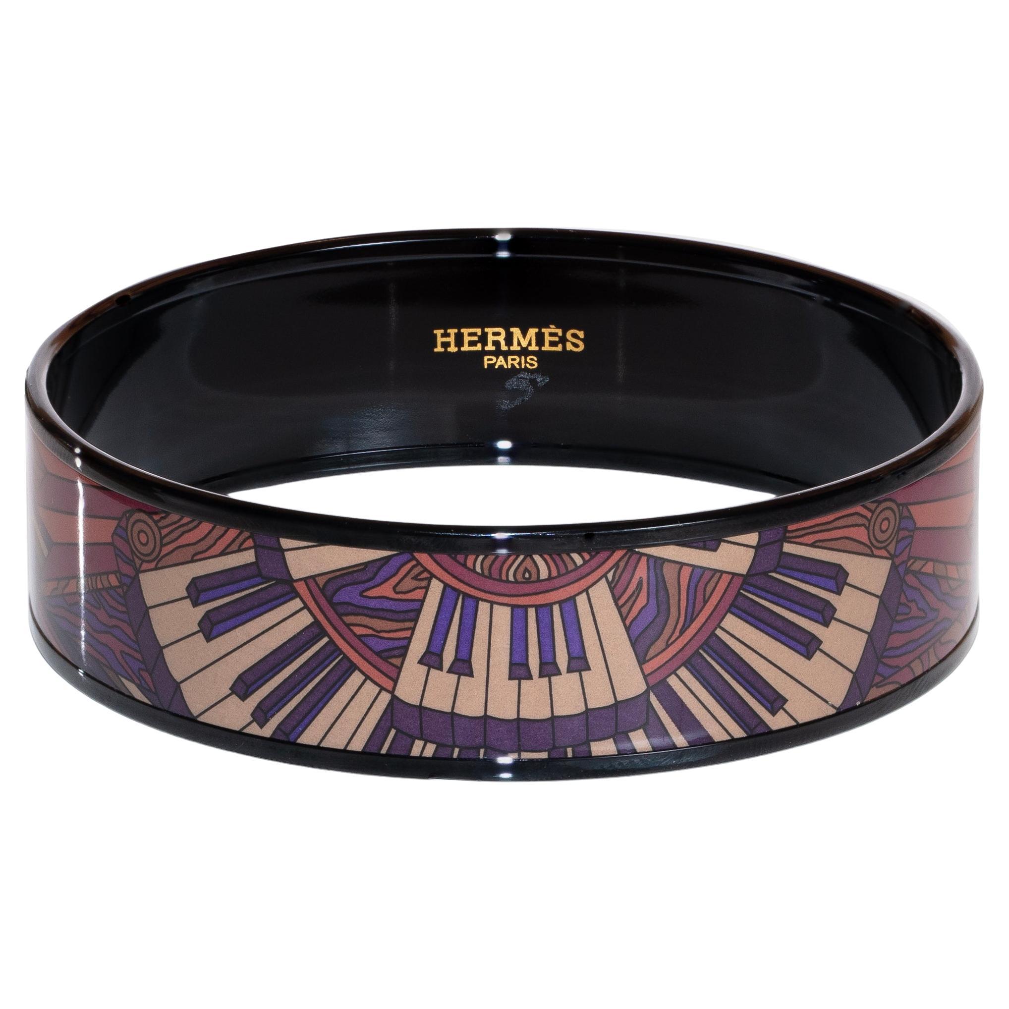 Auth. Bracelet Hermès - Point D' Orgue - PVD - 70-20mm - Dark Purple Wine - New en vente