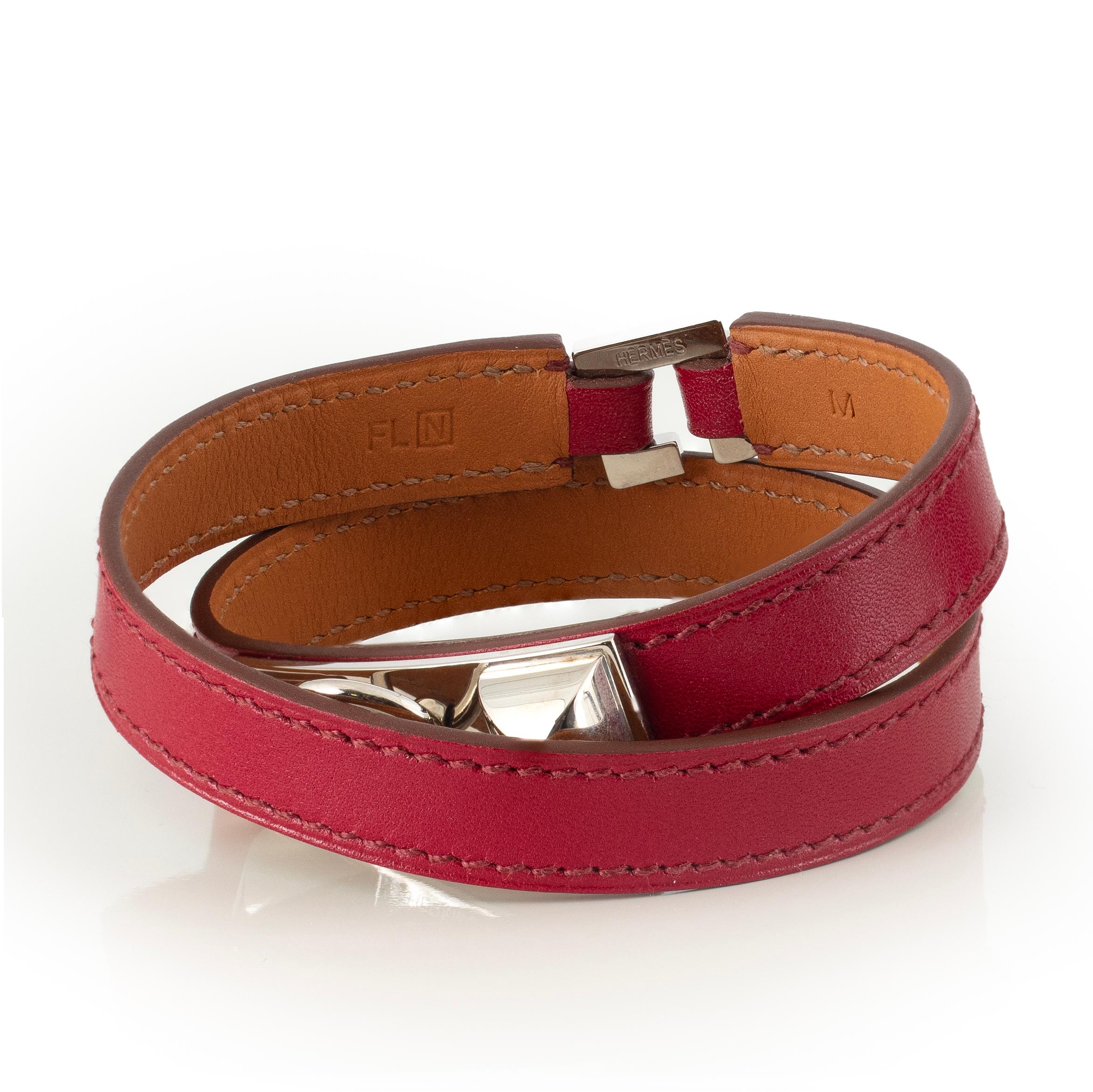 Auth. Hermès BRACCIALE Rivale Medor Colliers De Chiens Double Tour Pelle NEW in vendita 1