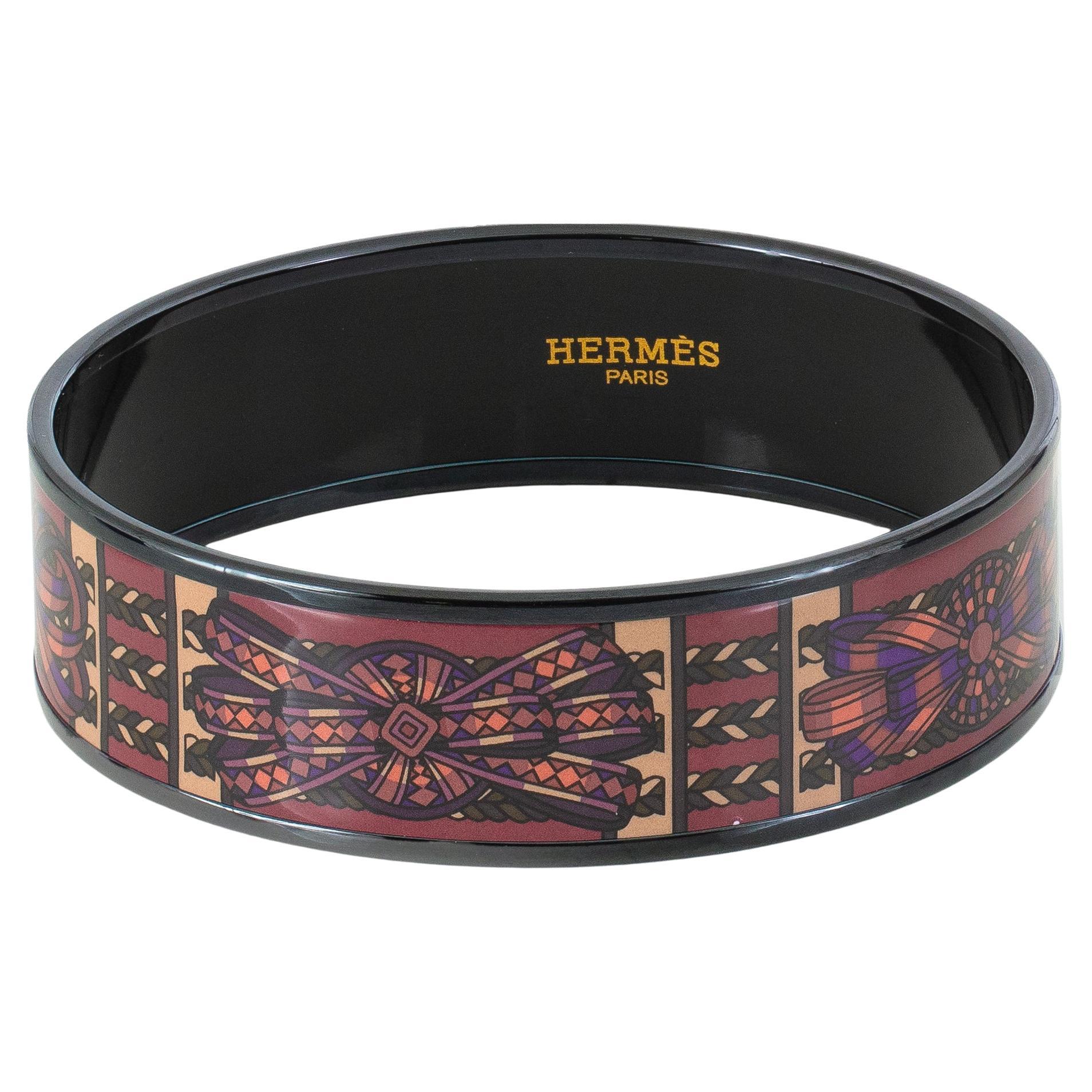 Auth. Hermès Bracelet Rubans de Cheval - PVD - Surteint Wine - 65-17mm - New en vente