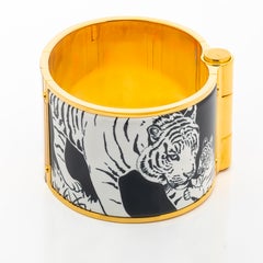 Auth. HERMES Bracelet - Tendresse Feline Tattoo - EGP - White Black - New