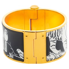 Auth. HERMES Bracelet - Tendresse Feline Tattoo - EGP - White Black - New