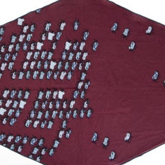 auth HERMES burgundy cashmere & silk MINI HORSES GRAND LOSANGE Scarf