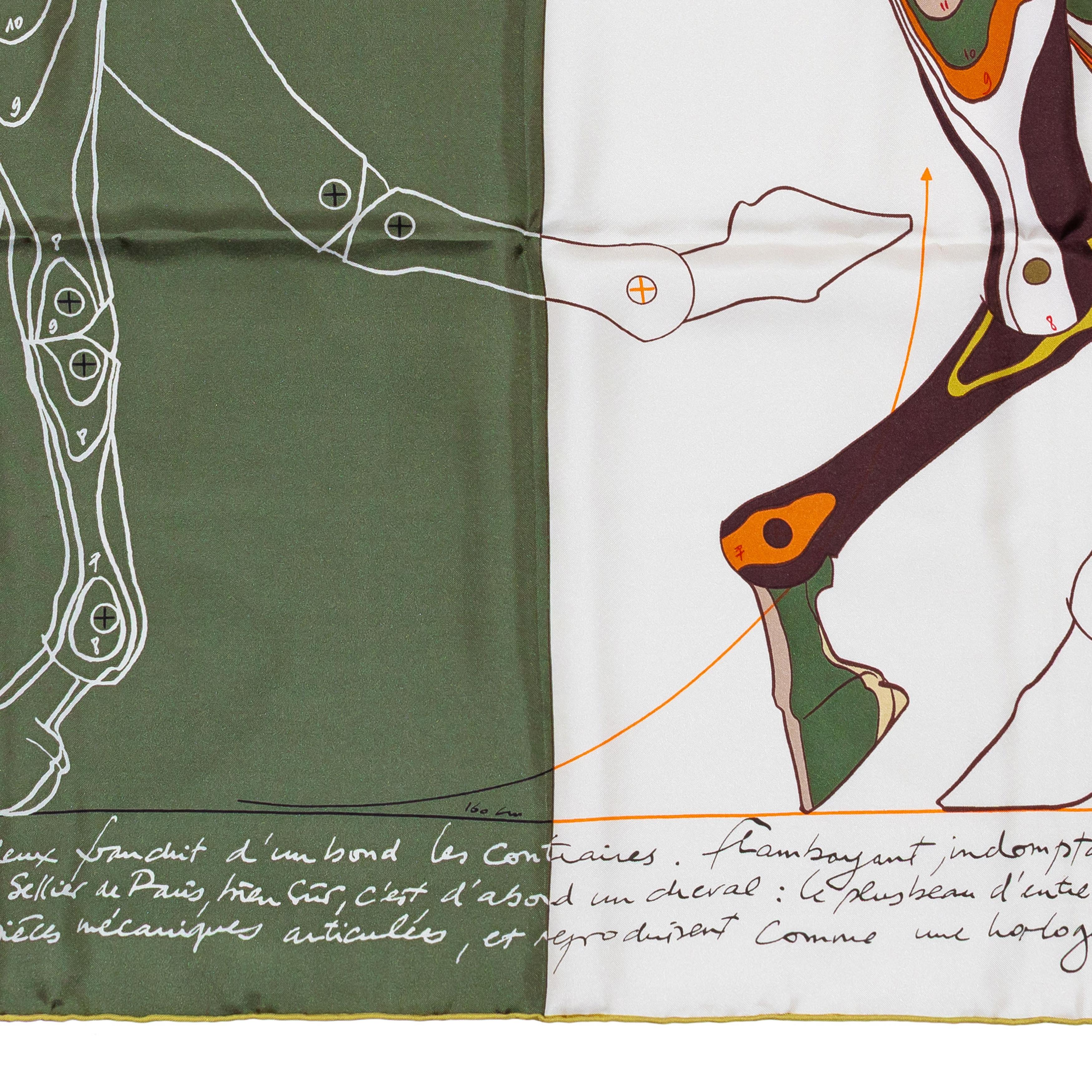 Auth. Hermès Carré Géant 140 Summer Silk Le Pégase d'Hermès Orange Brown - Mint 5