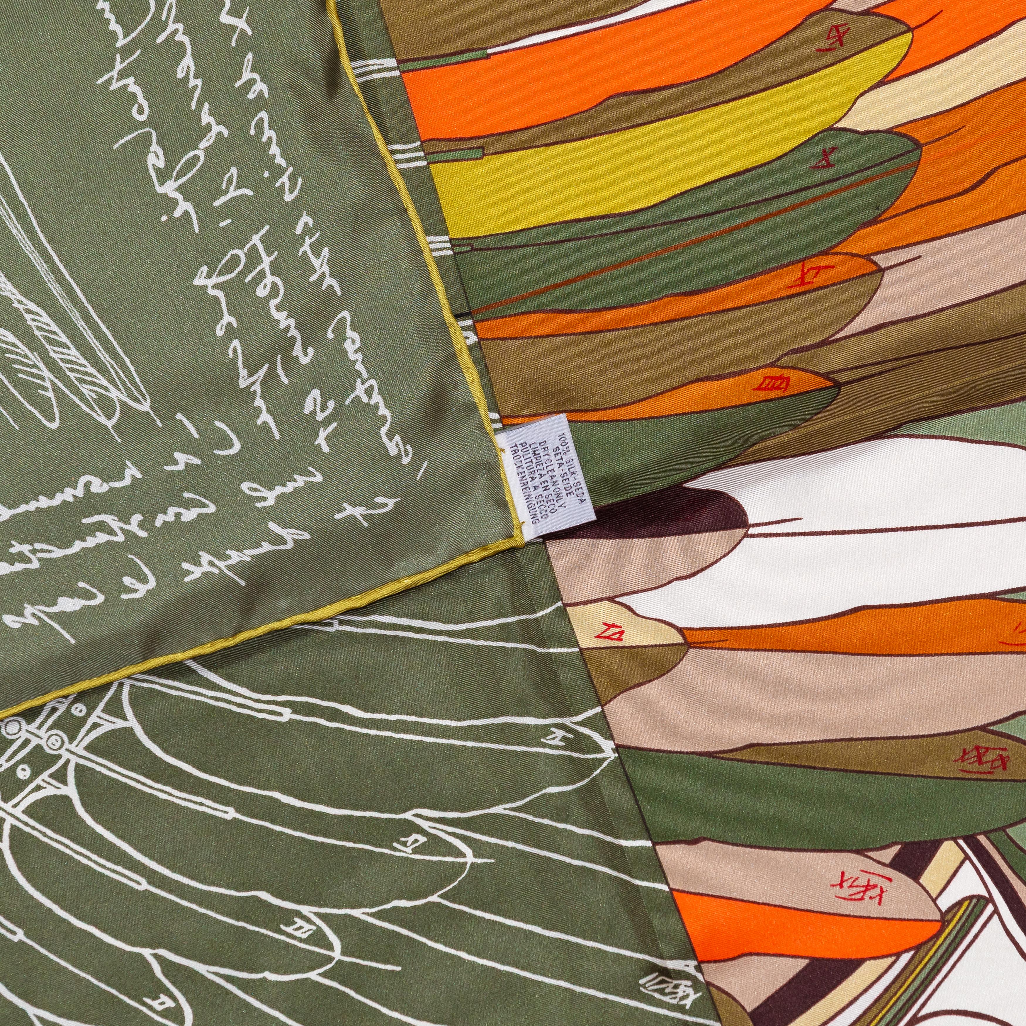 Auth. Hermès Carré Géant 140 Summer Silk Le Pégase d'Hermès Orange Brown - Mint 7