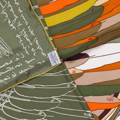 Auth. Hermès Carré Géant 140 Summer Silk Le Pégase d'Hermès Orange Brown - Mint