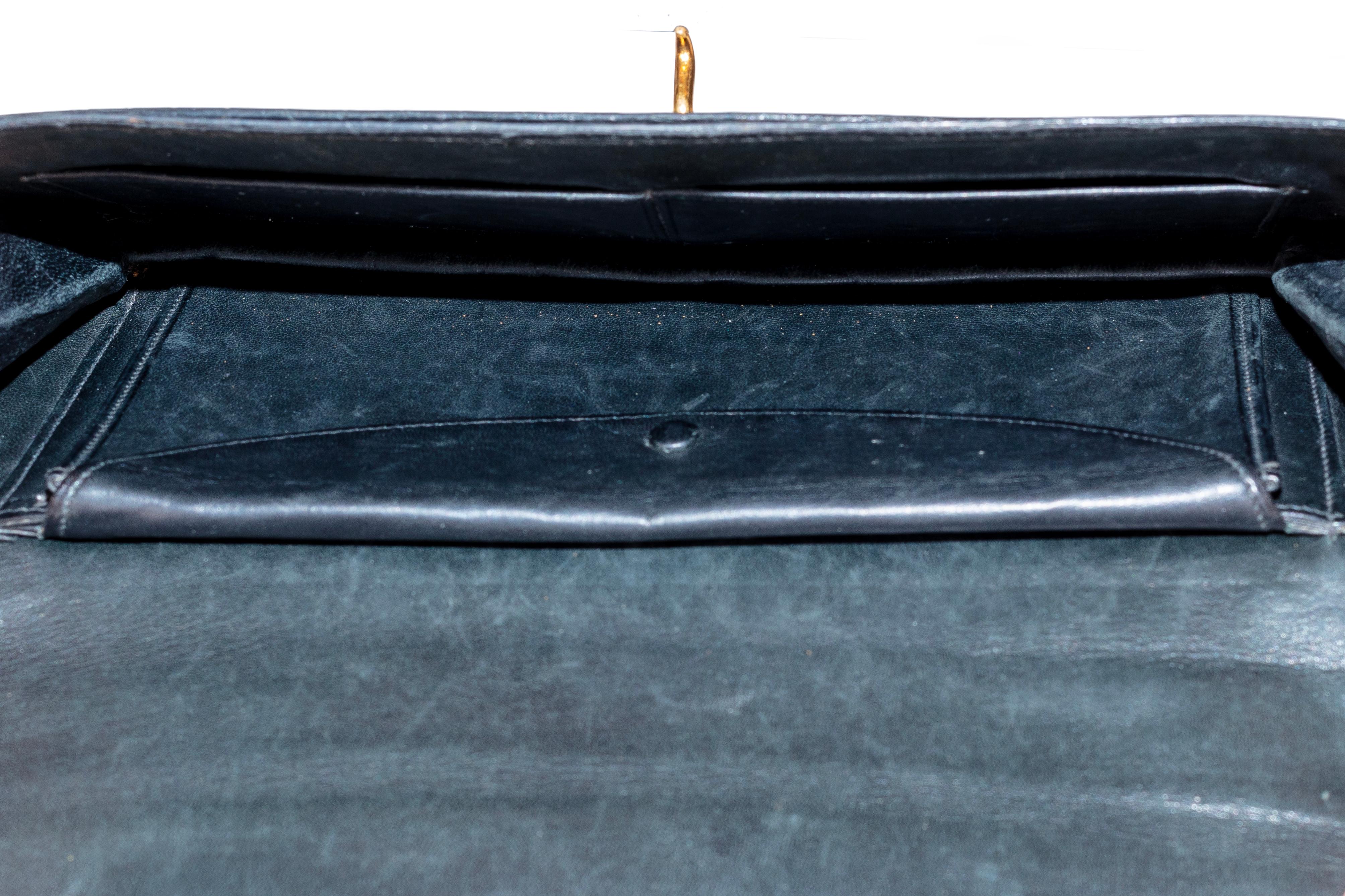 Aut. Hermès Bolso Embrague Pallonnier Negro Porosus Cocodrilo Vintage Coleccionista en venta 6