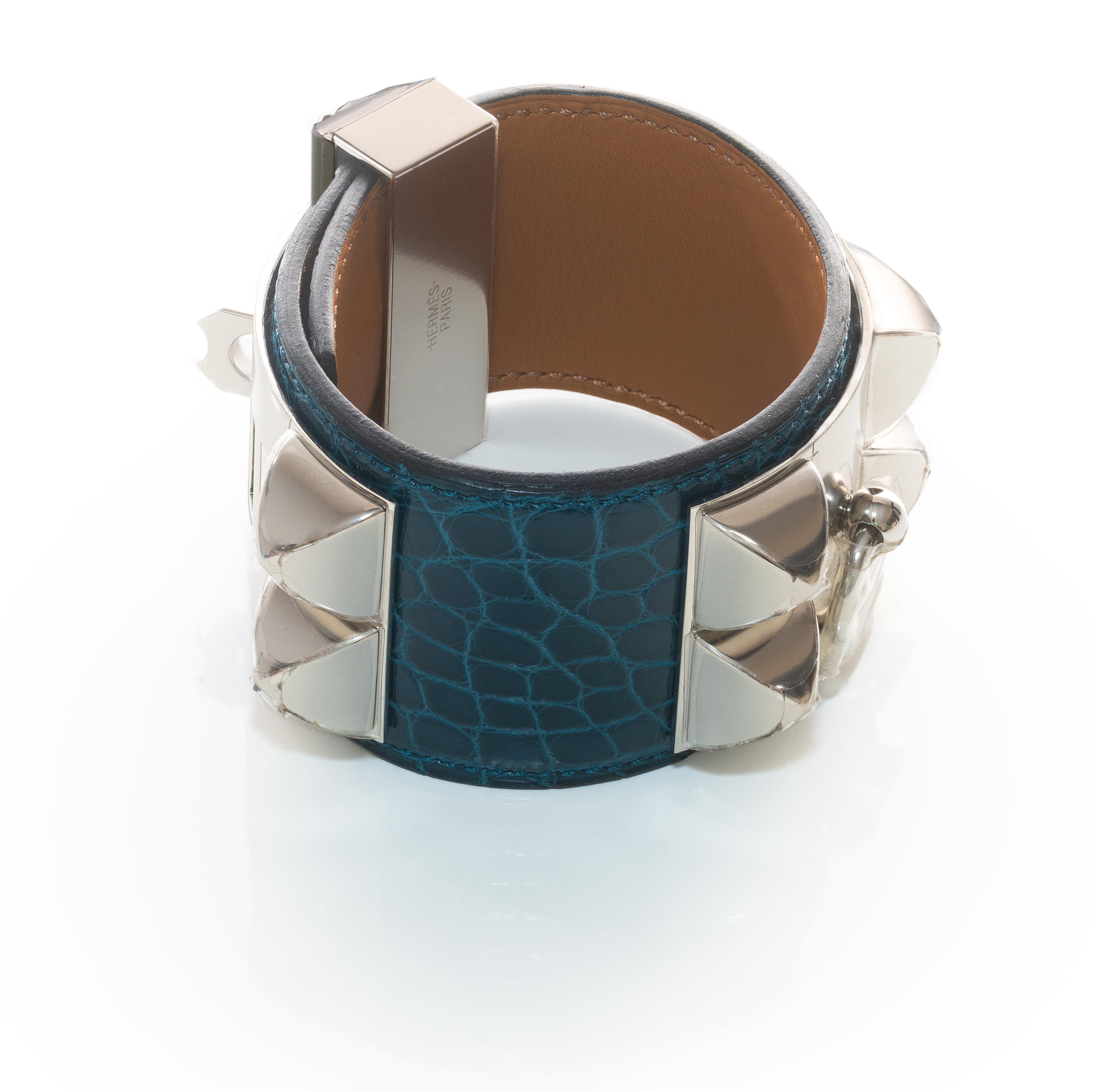 Autor. HERMES Collier de Chien Médor Armband - dunkelgrünes Krokoleder ESP im Zustand „Neu“ im Angebot in Ottawa, CA
