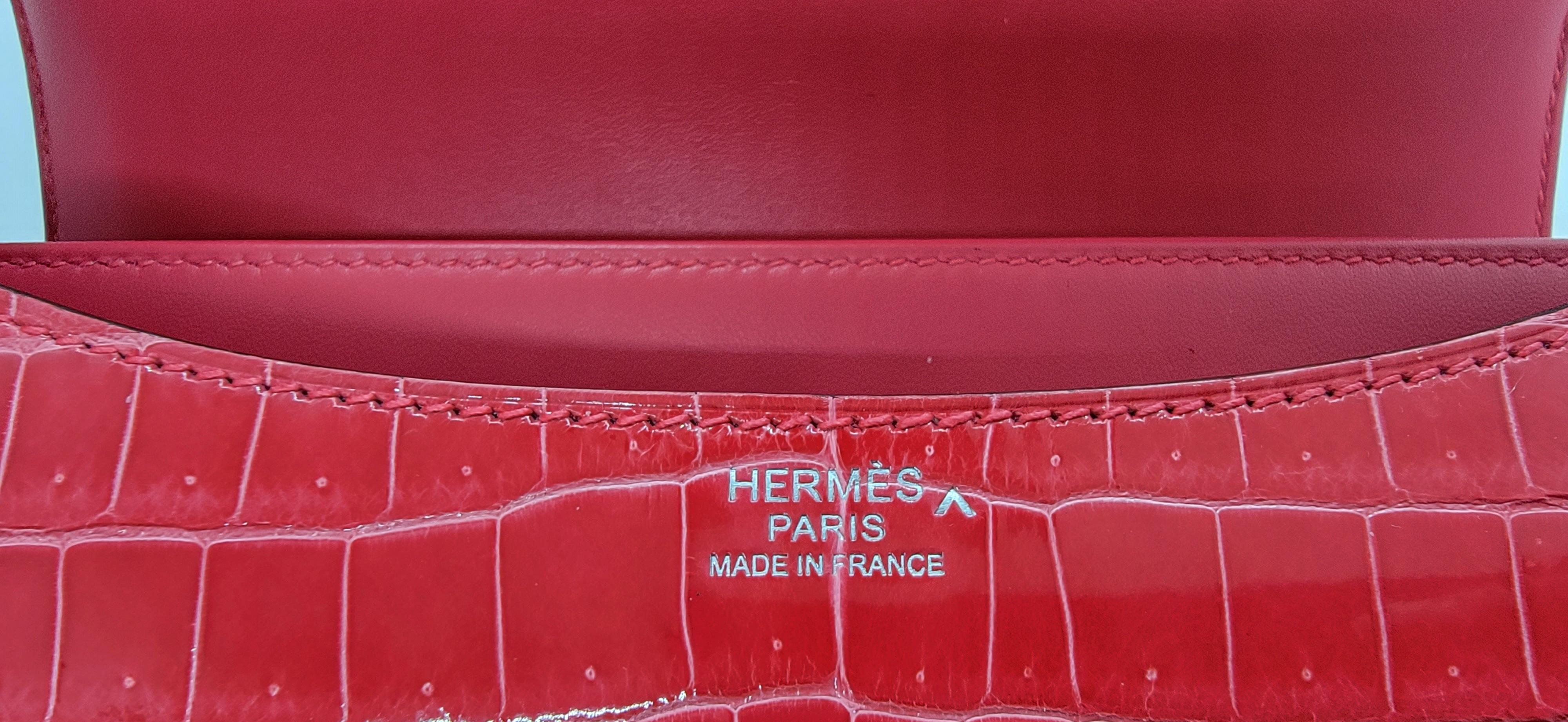 Auth Hermes Constance 24 Alligator Shoulder Bag Brand New en vente 8