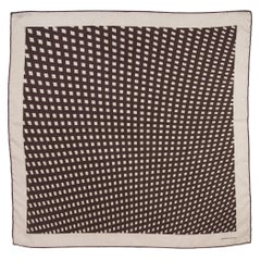 auth HERMES dark taupe & grey cashmere silk GRID 70 Scarf