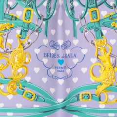 auth HERMES green blue BRIDES DE GALA LOVE 45 silk twill Pocket Scarf