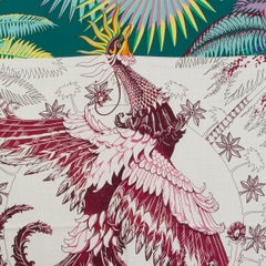 auth HERMES green MYTHIQUES PHOENIX 140 cashmere silk Shawl Scarf