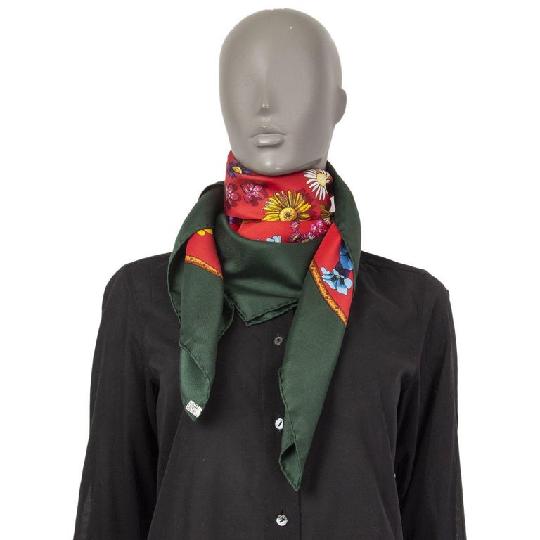 Foulard Carré HERMÈS « Fleurs De Montagne » - Soie 100% - Collection 1982 - Occasion Excellent État