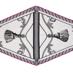 auth HERMES grey pink cashmere & silk HARNAIS FRANCAIS REMIX MED LOSANGE Scarf
