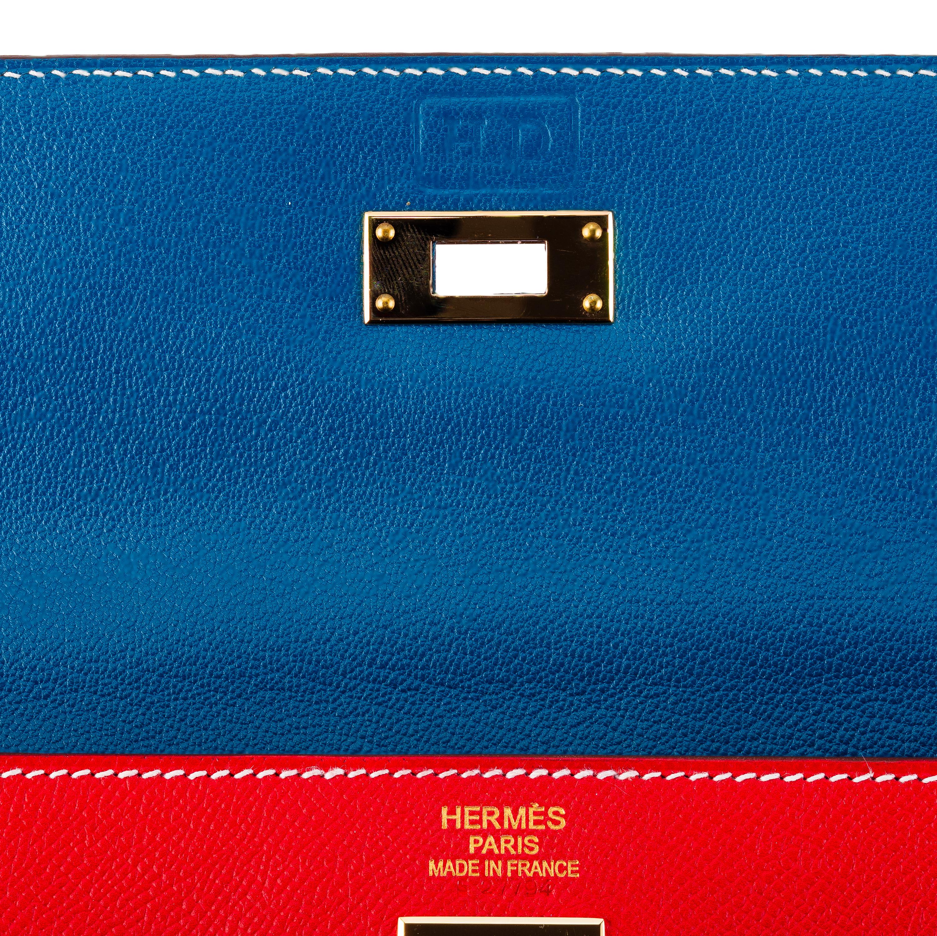 Aut. Hermes Kelly Bag - Rojo - Togo Cuero 35cm - Nuevo en venta 10