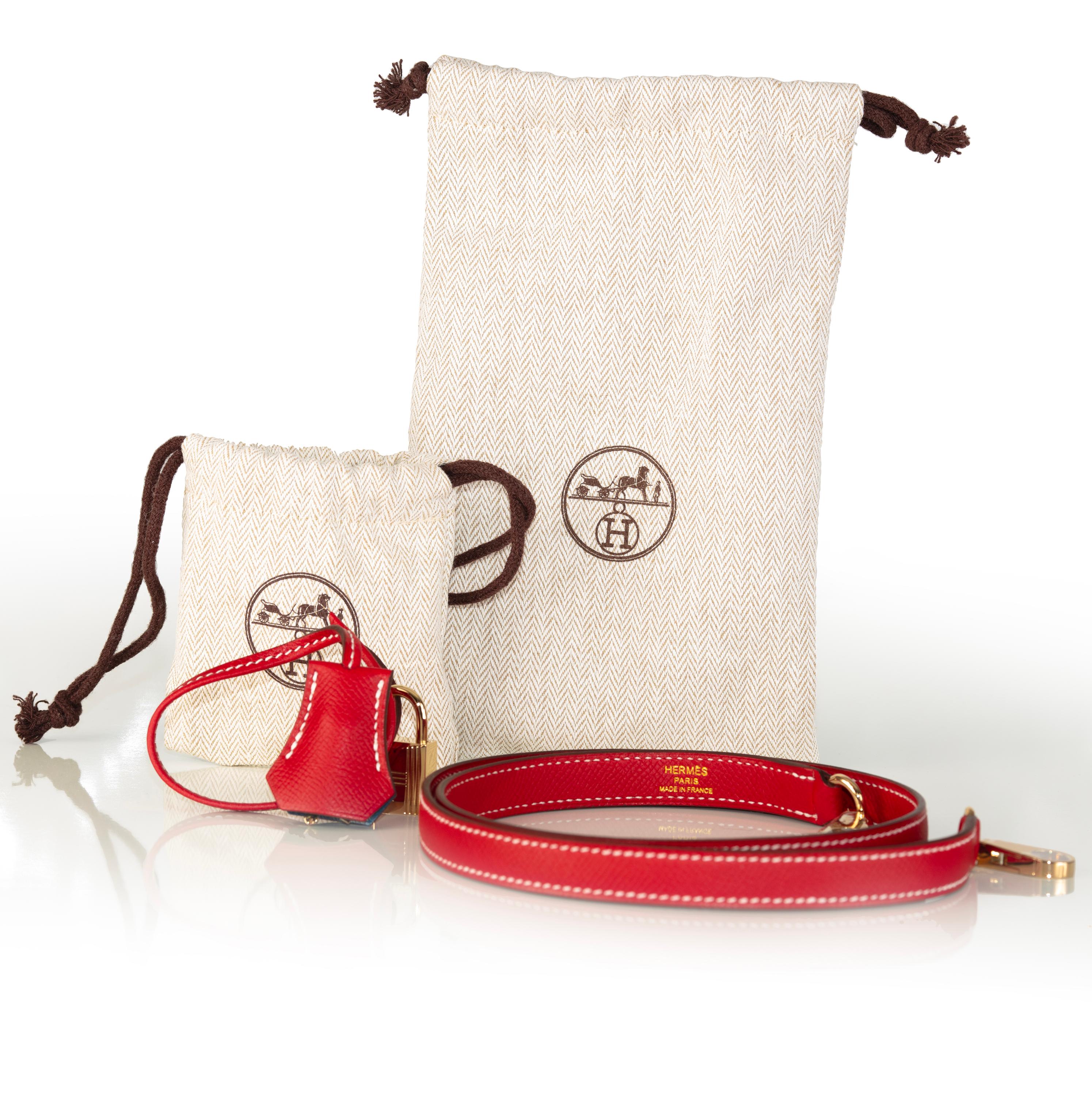 Aut. Hermes Kelly Bag - Rojo - Togo Cuero 35cm - Nuevo en venta 16