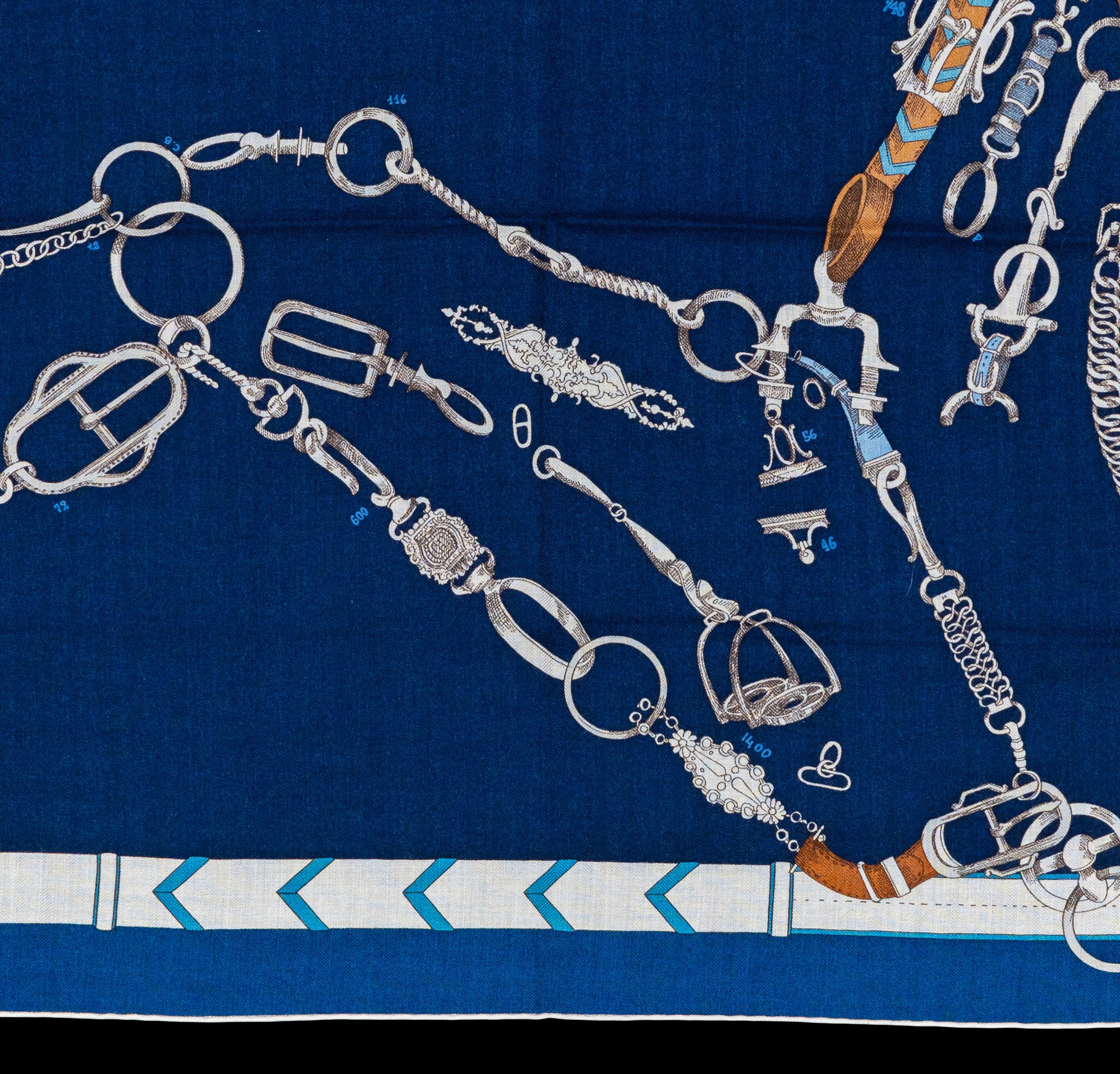 Aut. Hermès Les Chevaux Déchaînés - CS140 - Marine Foncé Blanc Nueva Etiqueta de la Tienda en venta 5
