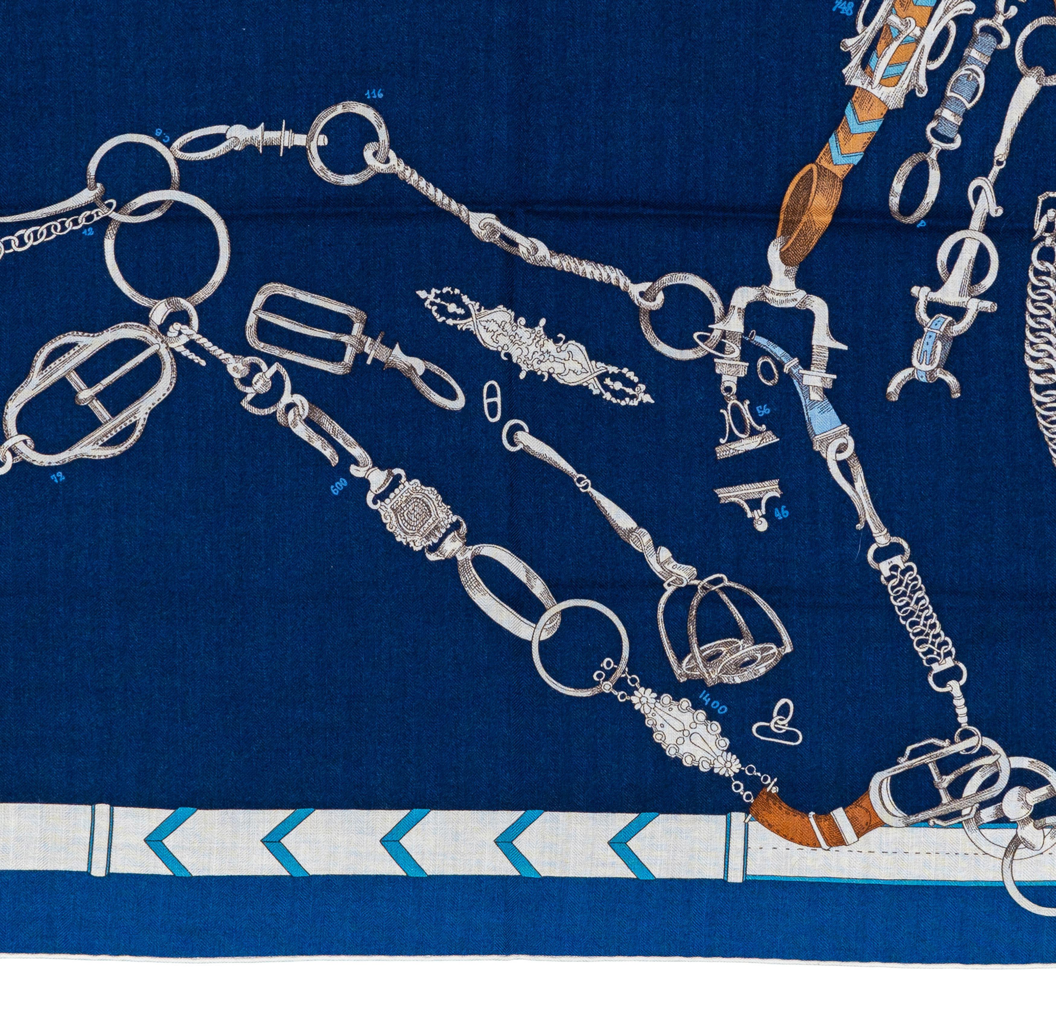 Aut. Hermès Les Chevaux Déchaînés - CS140 - Marine Foncé Blanc Nueva Etiqueta de la Tienda en venta 14