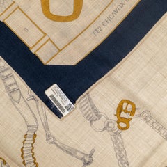 Auth. Hermès Les Chevaux Déchaînés - CS140 - Naturel Marine Gris - New Store Tag
