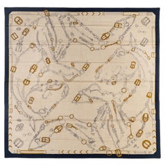 Auth. Hermès Les Chevaux Déchaînés - CS140 - Naturel Marine Gris - New Store Tag