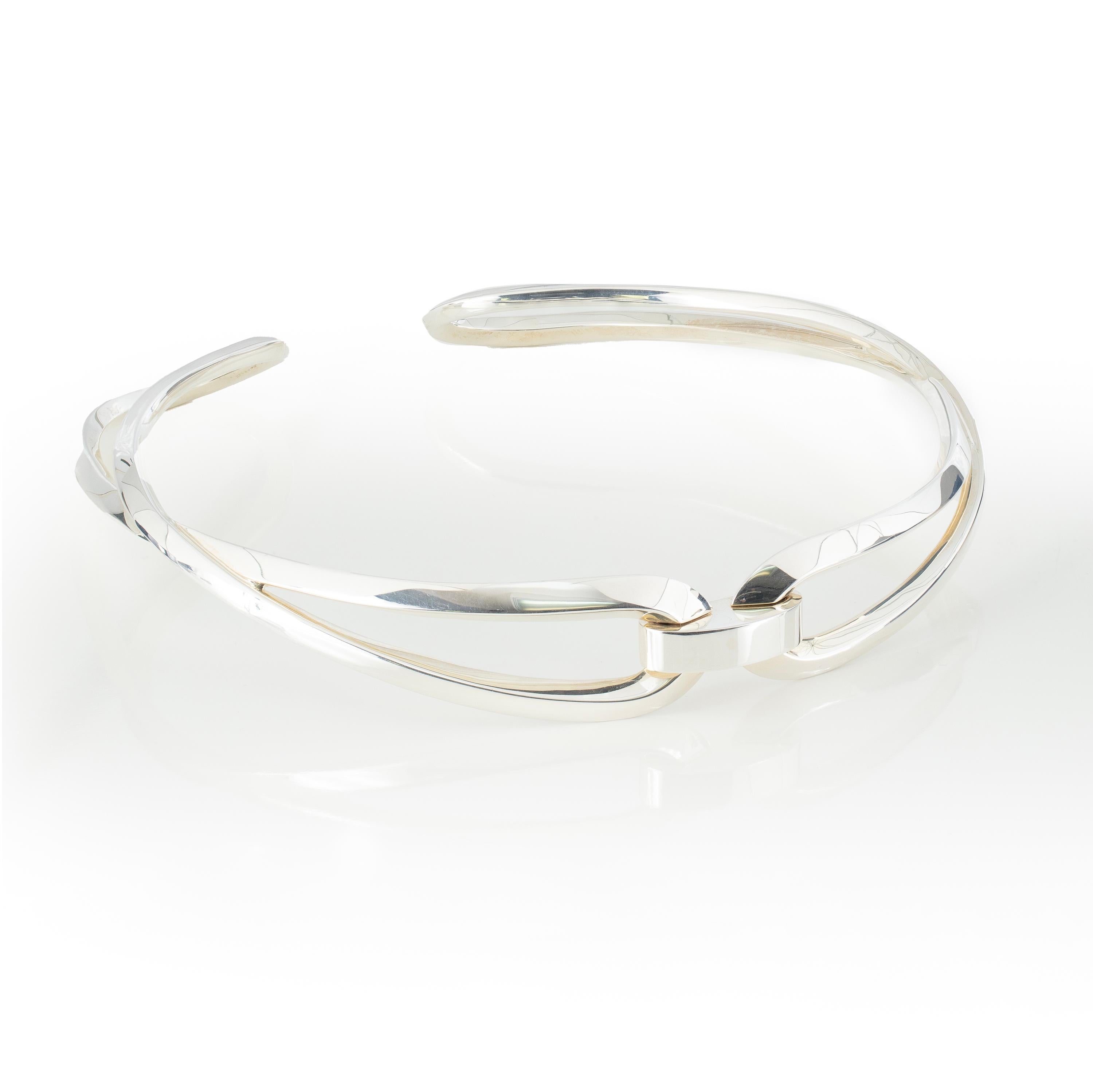 Auth. COLLIER HERMES - ETREINTE - Argent massif 925 - 162gr - Rare en vente 3