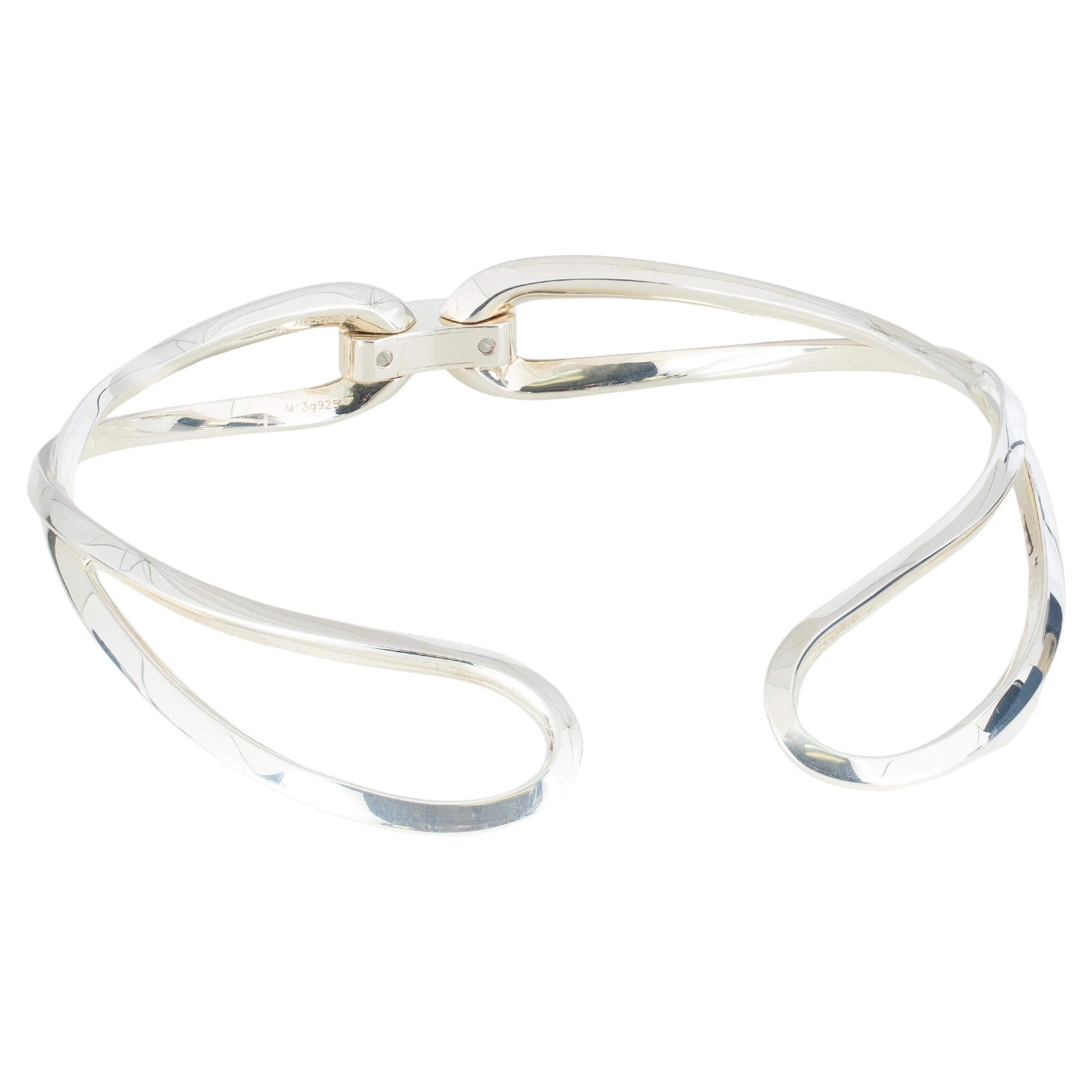 Auth. COLLIER HERMES - ETREINTE - Argent massif 925 - 162gr - Rare en vente
