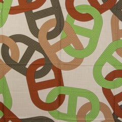 auth HERMES olive green CIRCUIT 24 FAUBOURG 140 cashmere silk Shawl Scarf