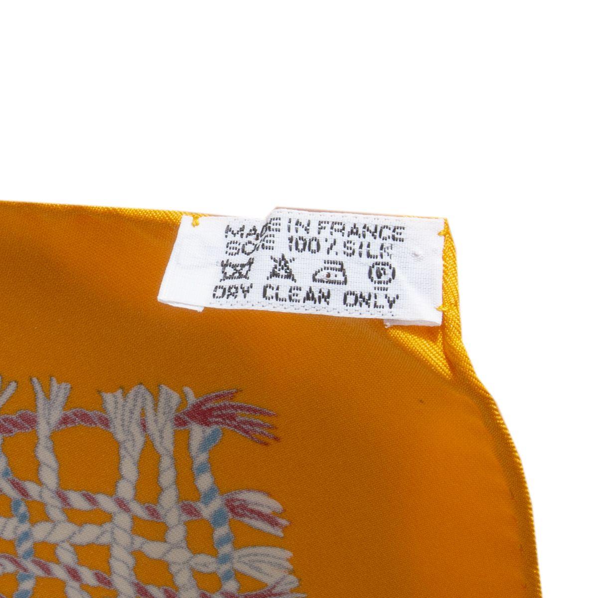 auth HERMES orange DANS LES BRANCHES DE L'OMBU 90 silk twill Scarf 2
