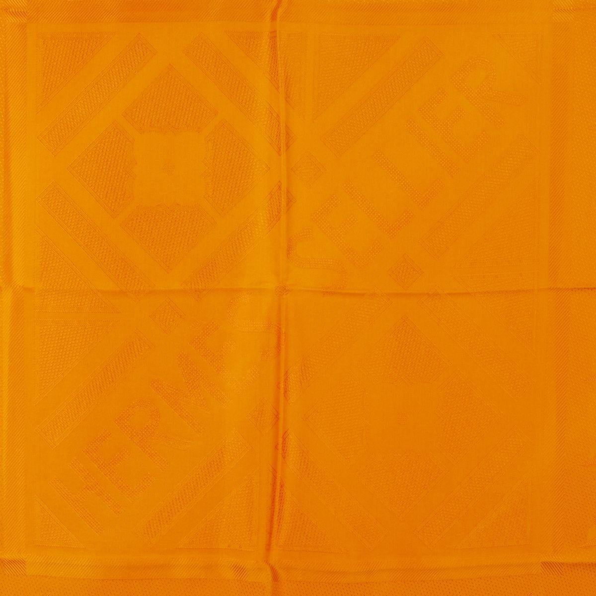 Hermes 'Hermes Sellier 90' scarf by Benoit Pierre Emery in orange silk jacquard (100%). Has been worn and is in excellent condition.

Width 90cm (35.1in)
Height 90cm (35.1in)

