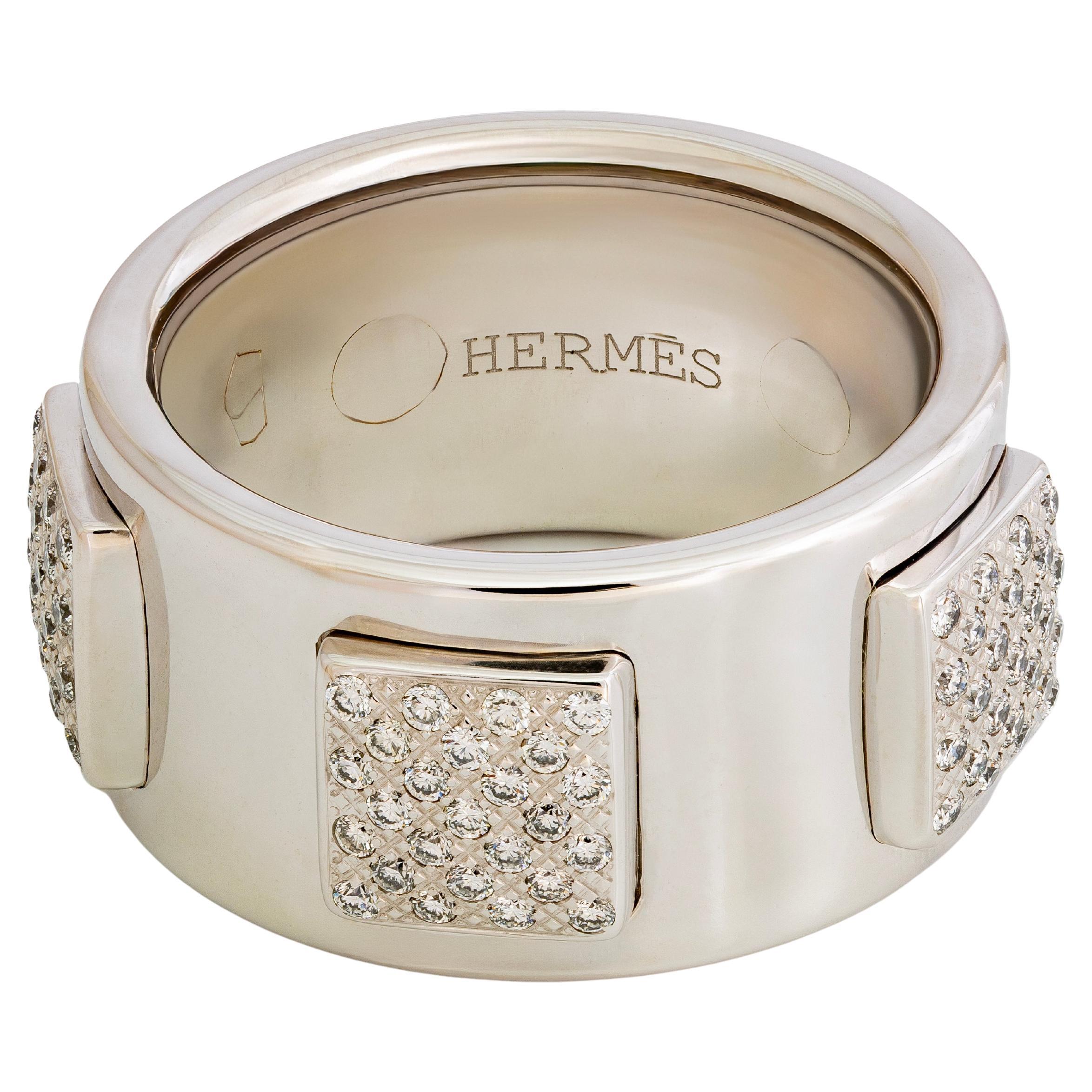 Auth. Hermès Paname GM Rigide Ring – 18K White Gold - Diamonds 0.66Ct - NEw Rare im Angebot