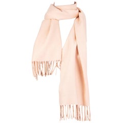 auth HERMES peach pink cashmere ETOLE UNIE BRODEE Muffler Scarf