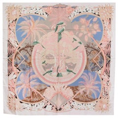 auth HERMES pink ALOHA 140 silk Shawl Scarf