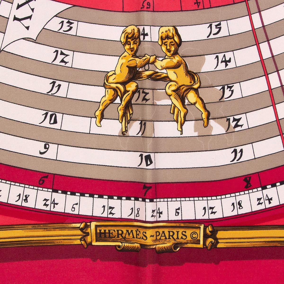 Pink auth HERMES pink ASTROLOGIE 90 silk twill Scarf