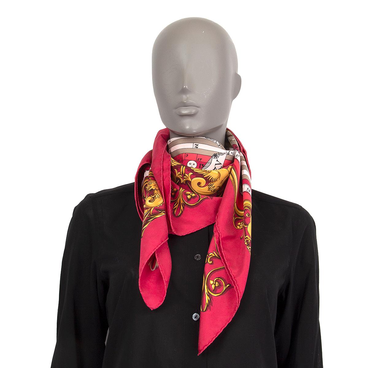 auth HERMES pink ASTROLOGIE 90 silk twill Scarf In Excellent Condition In Zürich, CH