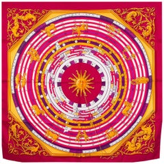 auth HERMES pink ASTROOGIE 90 silk twill Scarf