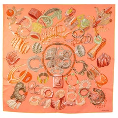 auth HERMES pink BRACELETS DE LUMIERE silk twill Scarf