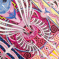 auth HERMES pink braun yellow KAWA ORA 140 cashmere silk Shawl Scarf