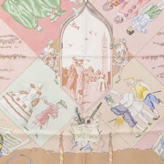 auth HERMES pink FETES VENITIENNES 90 silk twill Scarf
